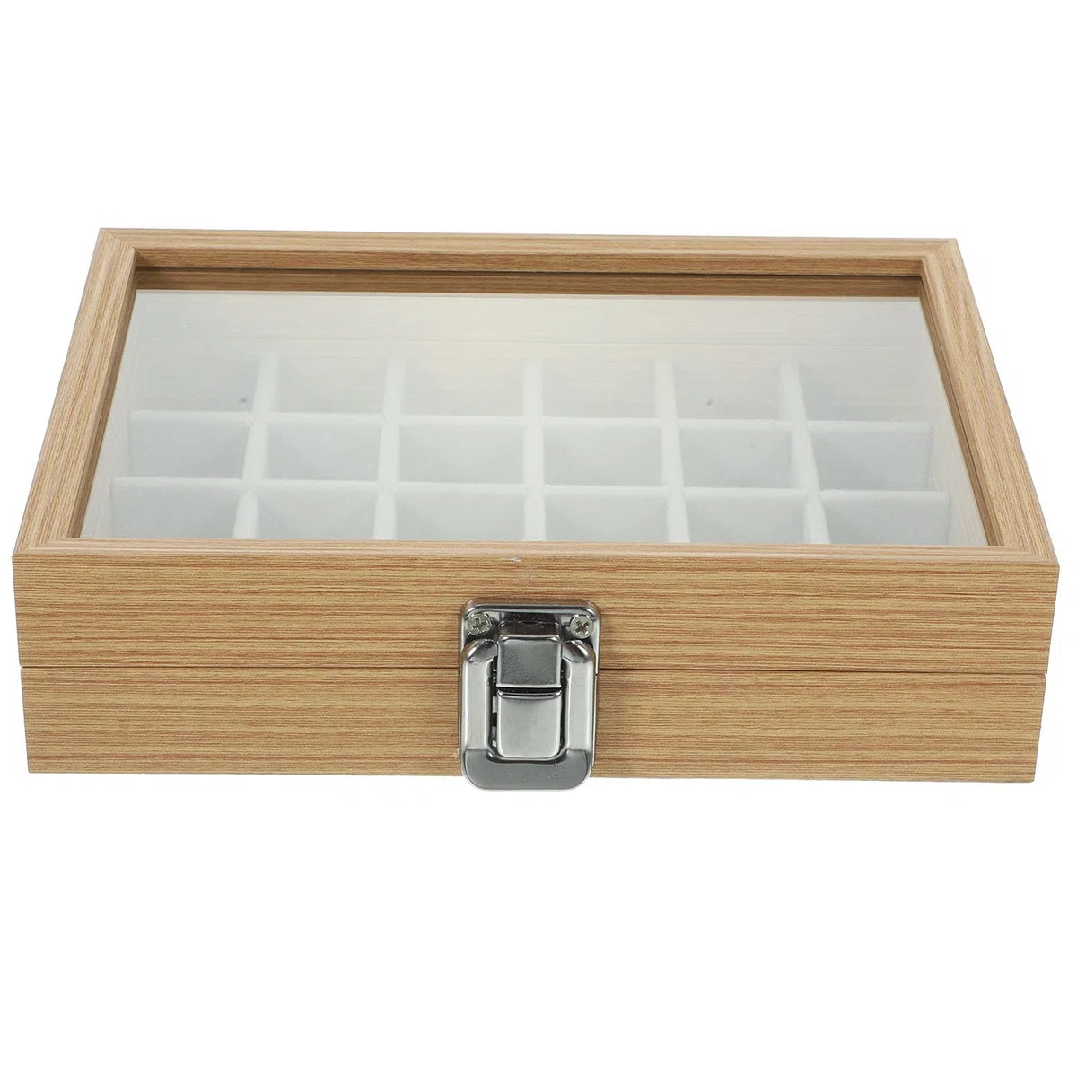Boîte à Bijoux Bois à Compartiments avec Couvercle Transparent Organiseur de Rangement Compact et Résistant pour Bracelets Colliers Bagues et Montres Boîte Esthétique