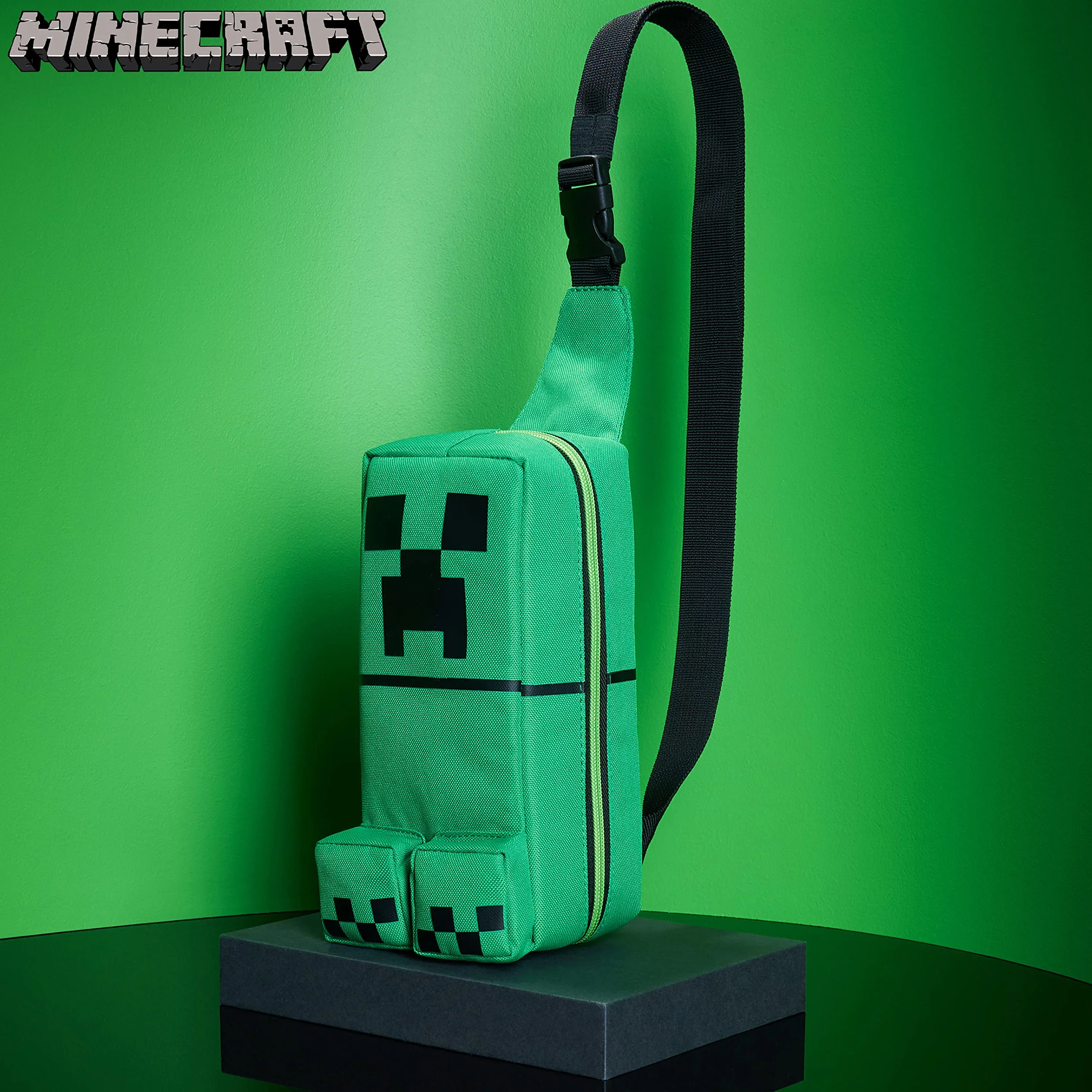 Minecraft Sac Bandouliere pour Garcon Ado, Sac Poitrine avec Sangle Réglable pour Voyage, Argent et Téléphone, Idee Cadeau Gaming Accessoire