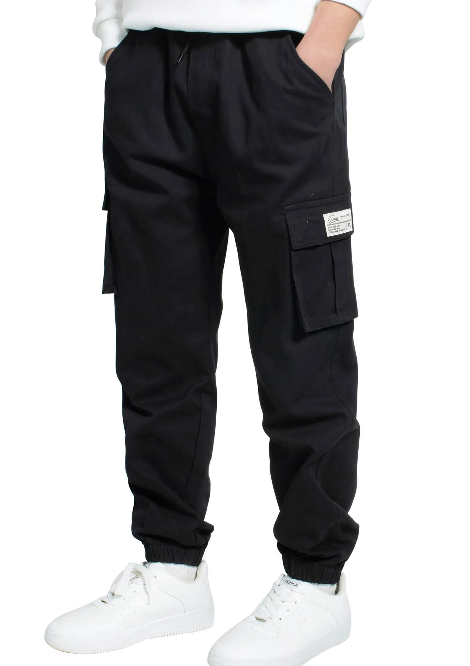 Pantalon Cargo pour Garçon Pantalons de Jogging Taille élastique 4-15 Ans