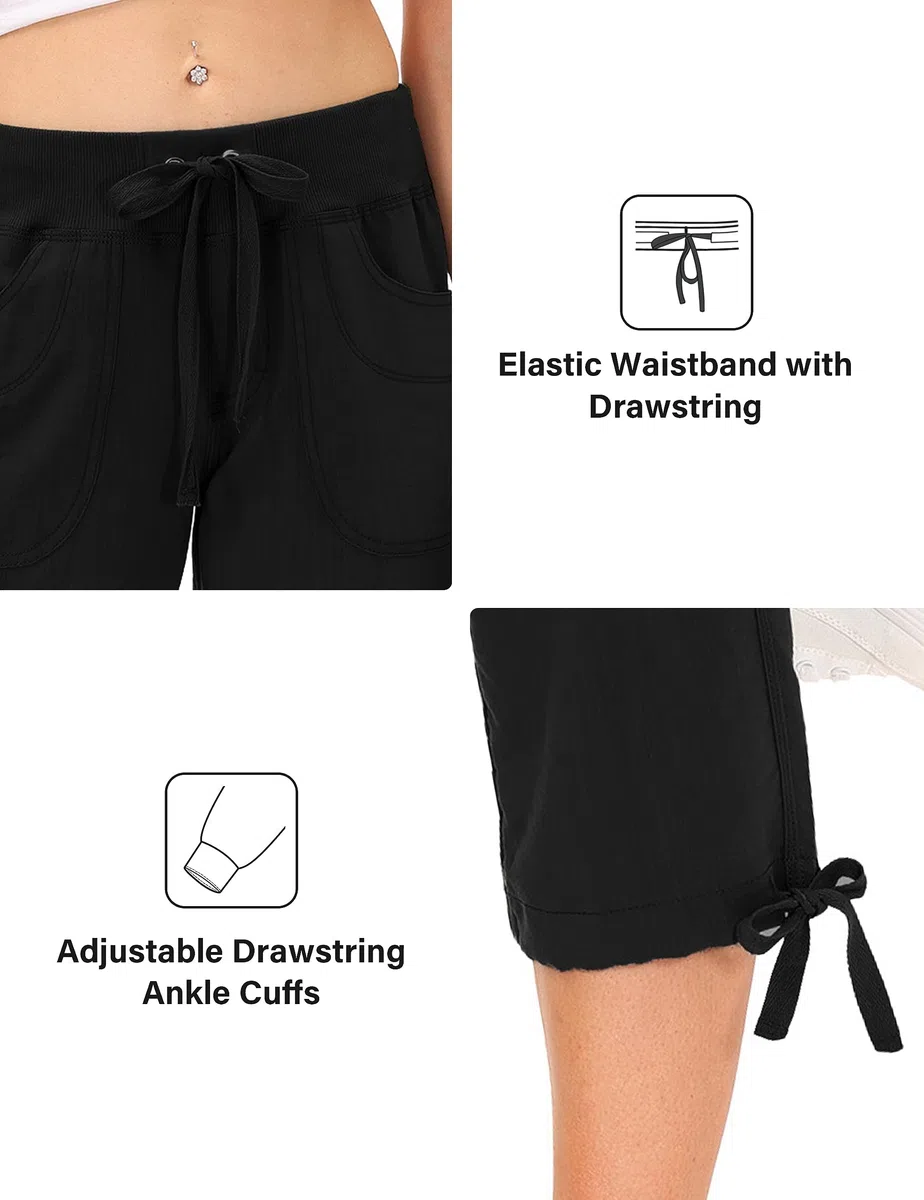 JINSHI Pantalons Femme Pantacourt Cargo d'été 3/4 Long Capri Pantalon avec Plusieurs Poches