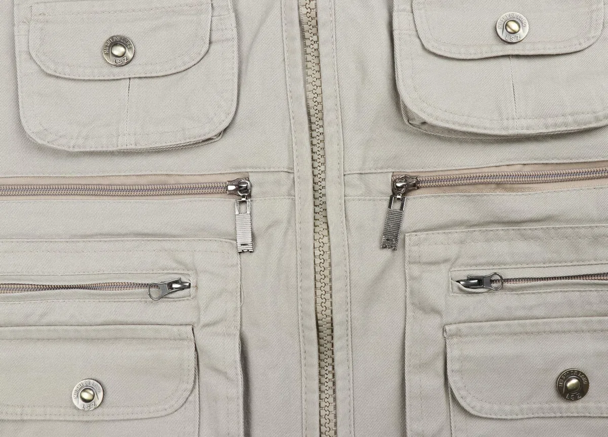 Hommes Gilet de Pêche Multi-Poches Gilet Photographie Chasse Veste Sans Manche de Plein Air Gilet Journaliste de Voyage Pêche