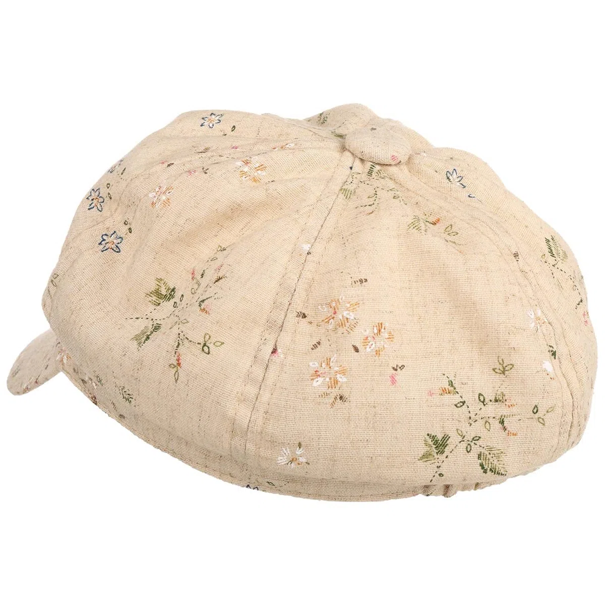 Lipodo Casquette Gavroche en Lin Flowers Femme - pour avec Etiquette Visiere, Visiere Printemps-ete Ete