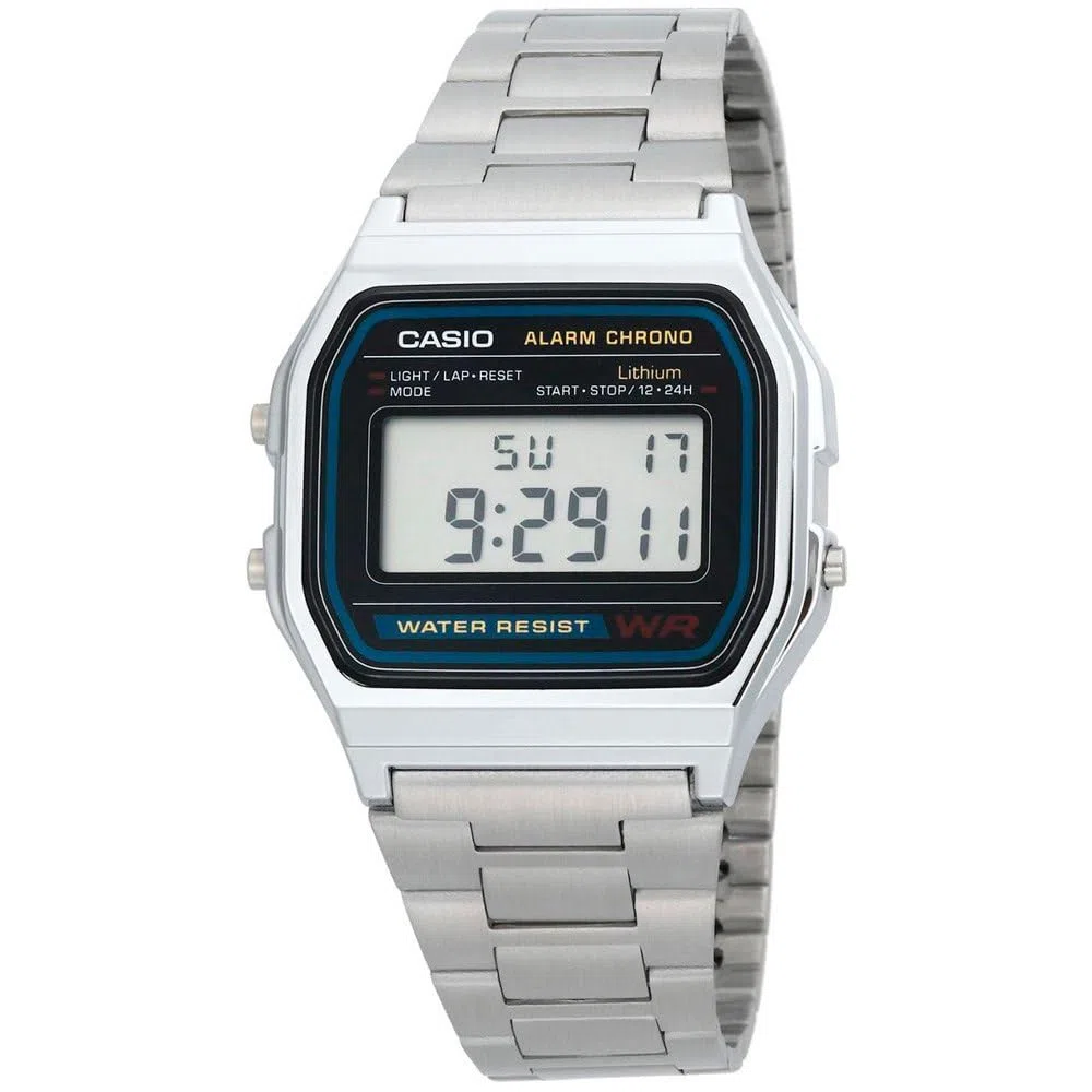 CASIO A158 Montre Bracelet en Acier Inoxydable, Argent, Bracelet