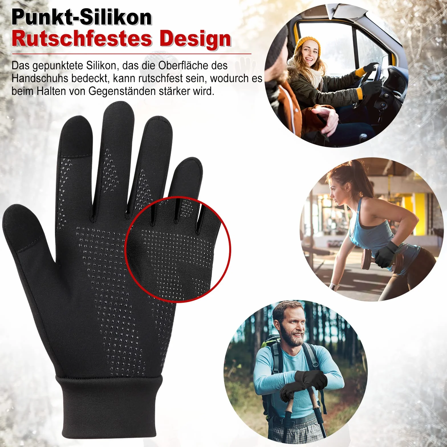 HASAGEI Gants de course en polaire pour écran tactile - Pour homme et femme - Pour l'extérieur