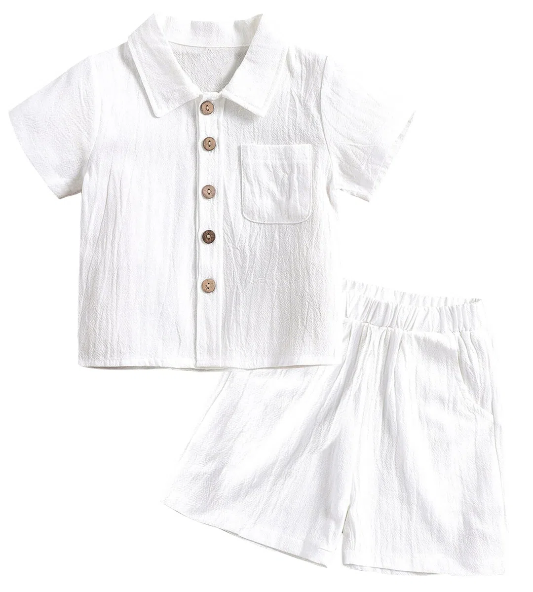 AIEOE 2-Piece Bébé Garçon Ensemble avec Manches Courtes et Short à Taille Elastique en Coton et Lin pour 6 Mois - 4 Ans
