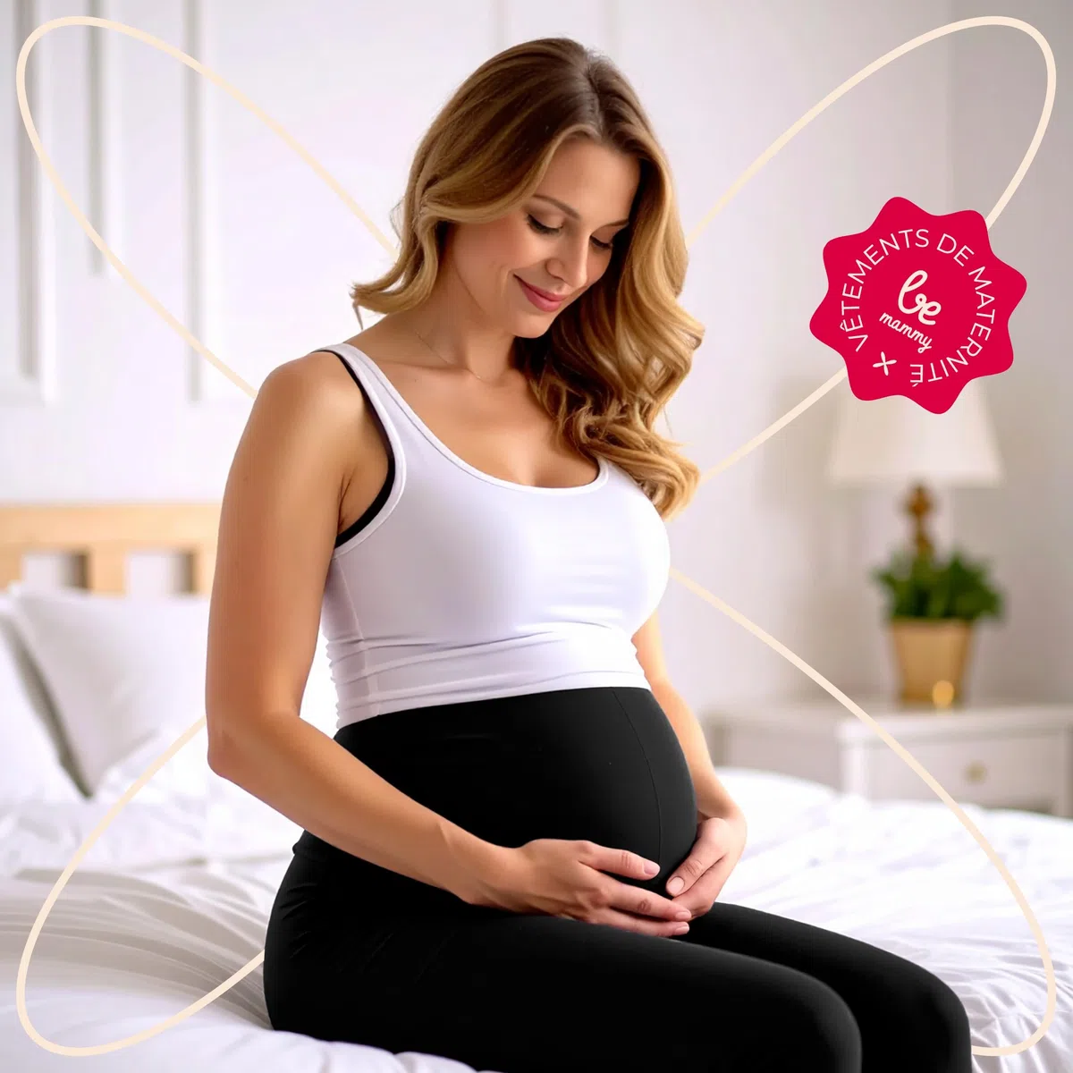 Be Mammy Lote de 2 Legging Grossesse Femme Long Legging Maternité Confortable BE20-230