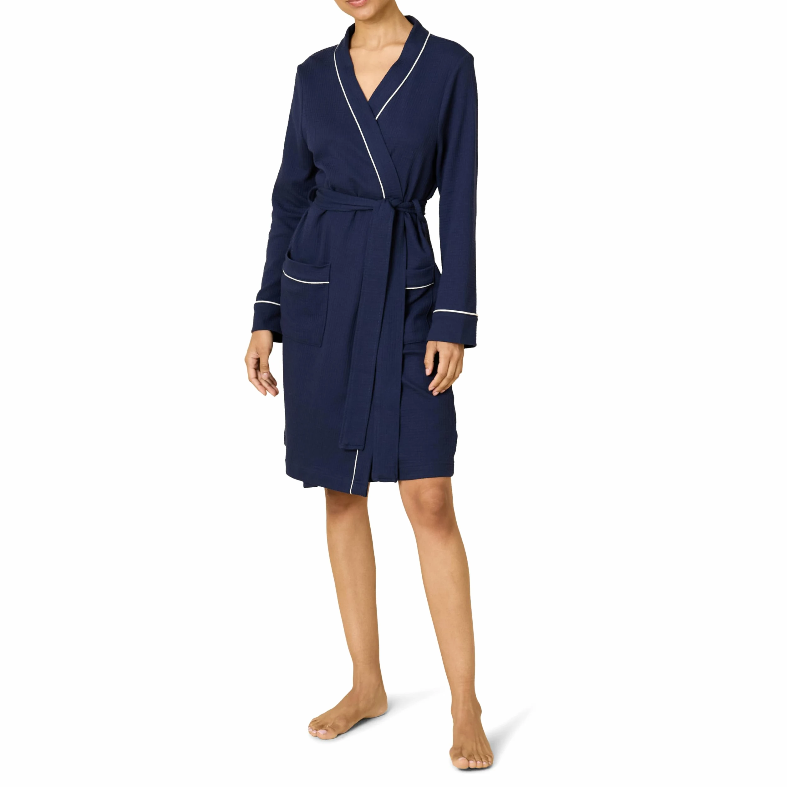 Amazon Essentials Robe de Chambre Mi-longue Gaufrée et Légère (Disponible en Grande Taille) Femme