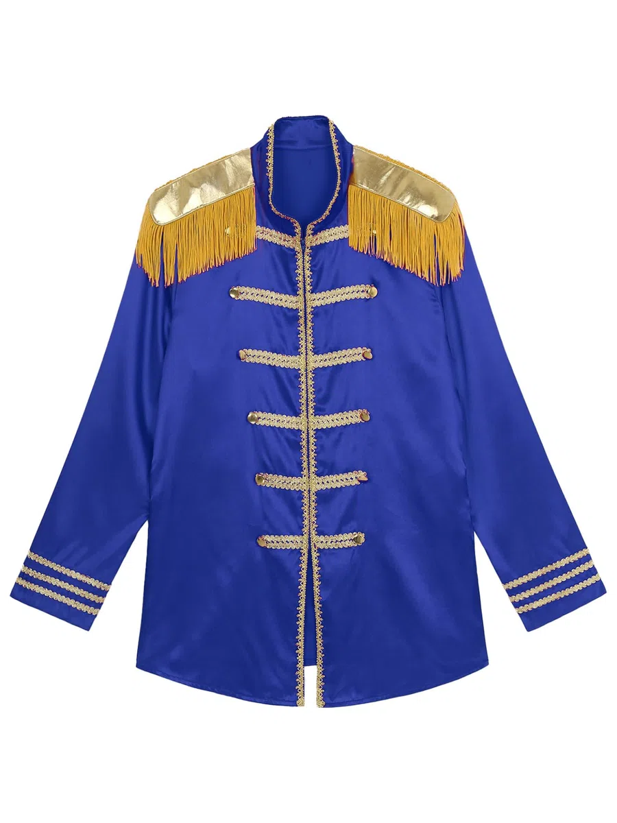 Costume Homme Cirque Directeur De Cirque Veste Uniforme De Maître Piste Manteau Manches Longues Avec Franges Épaulettes Fête Halloween Carnaval