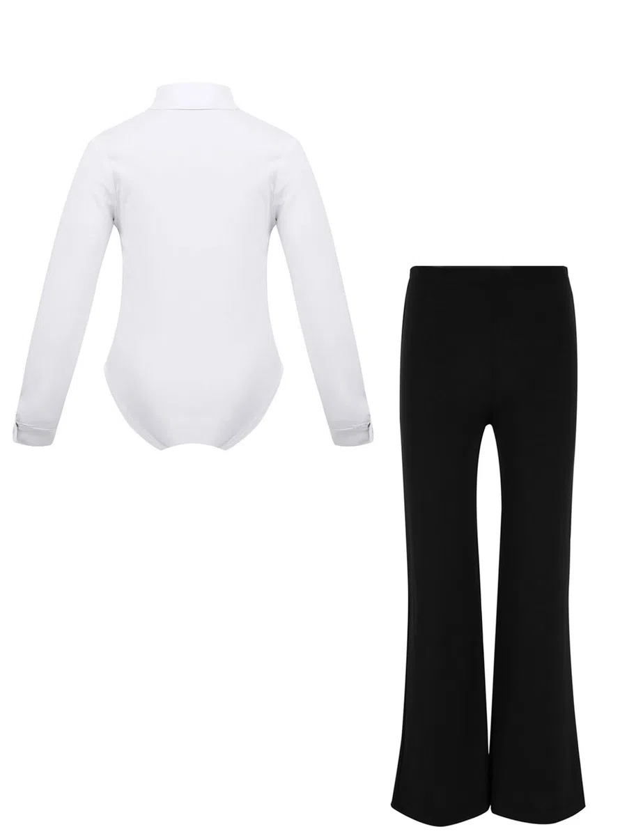 Oyolan Enfant Garçon Justaucorps Danse Latine Body Chemise et Pantalon Danse de Salon Jazz Tenue Patinage Artistique Gymnastique