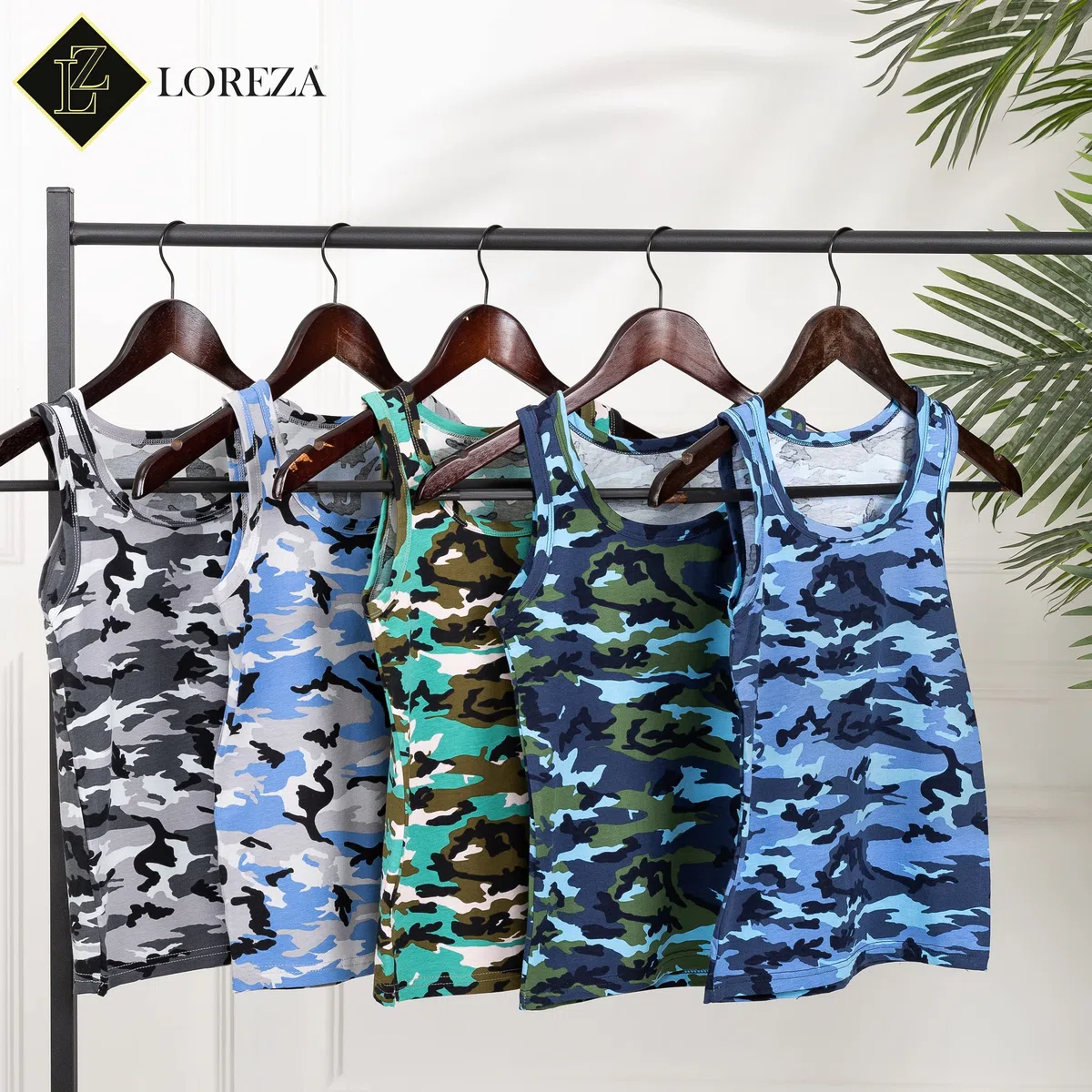 LOREZA Débardeurs/Maillots de Corps pour garçon - Coton - Camouflage - Tailles 24 Mois à 13 Ans - Lot de 5
