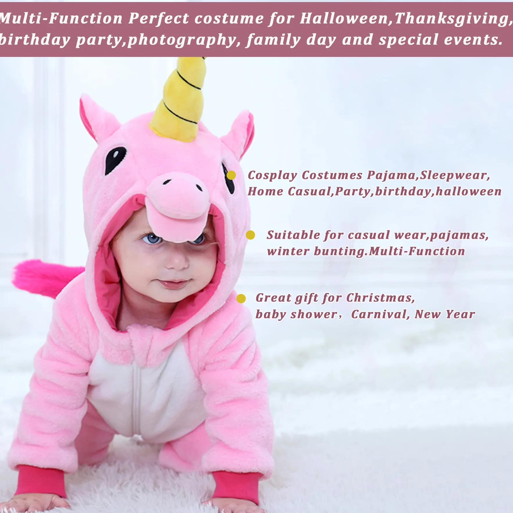 Bébé Garçon Filles Flannelle Animal Pyjama À Capuche Licorne Unésies