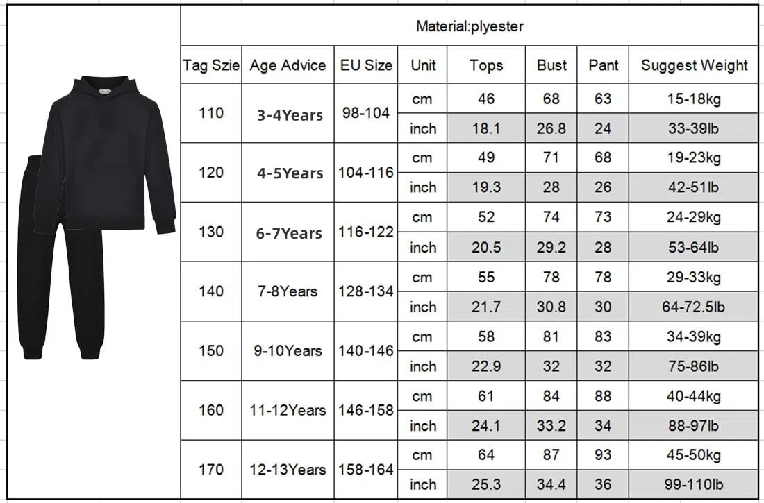 Survêtement pour enfants à capuche et pantalon de jogging 2 pièces pour garçons et filles - Imprimé football décontracté - Ensemble sweat à capuche et pantalon de jogging - 4 à 13 ans