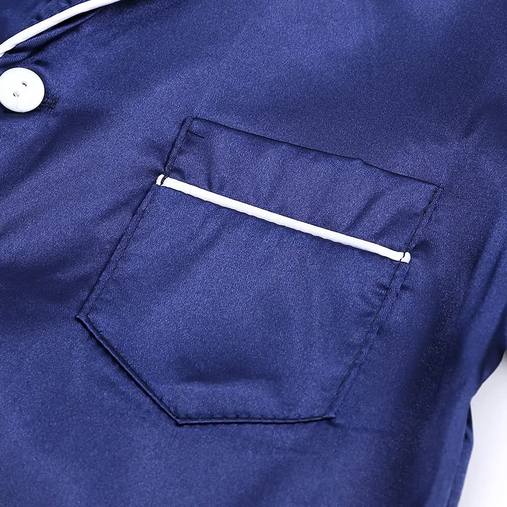 Verve Jelly Ensemble de pyjama 2 pièces en satin de soie pour bébé garçon et fille avec haut boutonné à manches courtes et pantalon de nuit