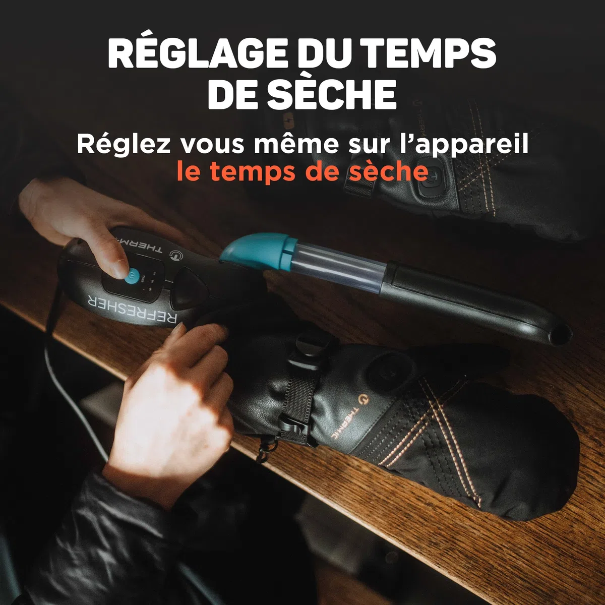 Therm-Ic - Sèche Chaussures et Gants, Désodorisant, Antibactéries, Réglage du temps, Compact et Silencieux, Longueur de tubes ajustable