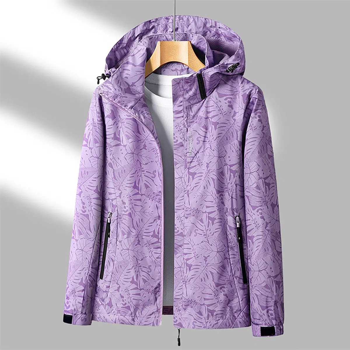 SYDUZAX Veste Softshell Femme Vestes Légère Imprimé Tendance Veste à Capuche Vestes De Randonnée Anti-Pluie Femme Veste Fonctionnelle Coupe-Vent Et Imperméable Printemps Automne Vestes Sport