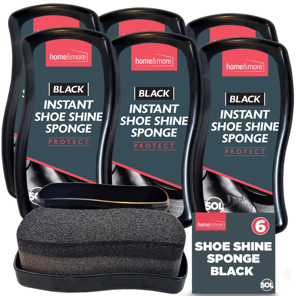 SOL Crosby Lot de 6 éponges de cirage instantanées Noir | Cirage à chaussures noir, cirage noir | Éponge Express Shine pour chaussures en vinyle et cuir noir | Brillance instantanée pour vinyle,