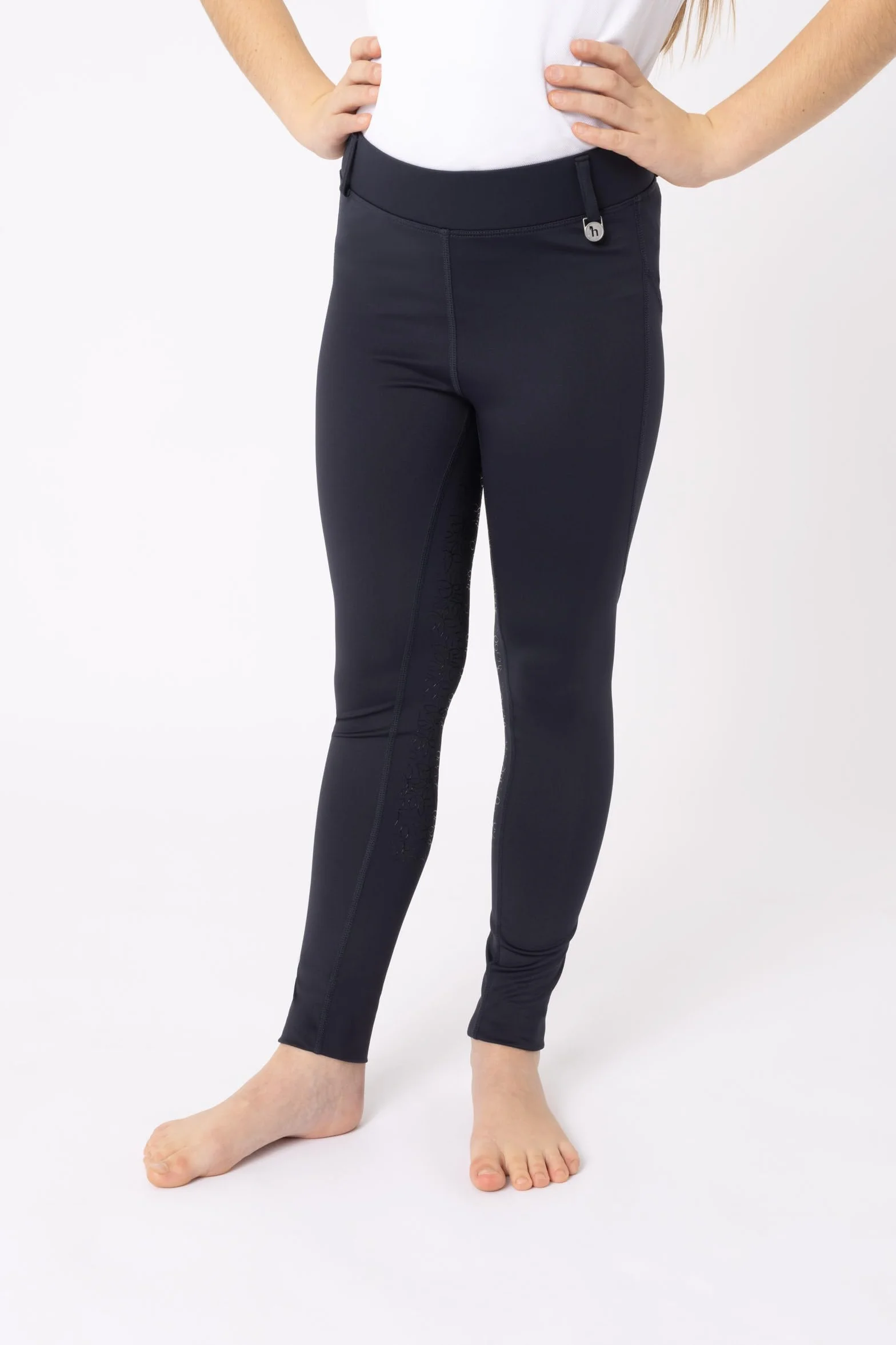 HORZE Legging d'équitation DEA, pour Enfant, Pantalon d'équitation pour Fille, Passants de Ceinture, empiècement Complet, Poche pour téléphone Portable