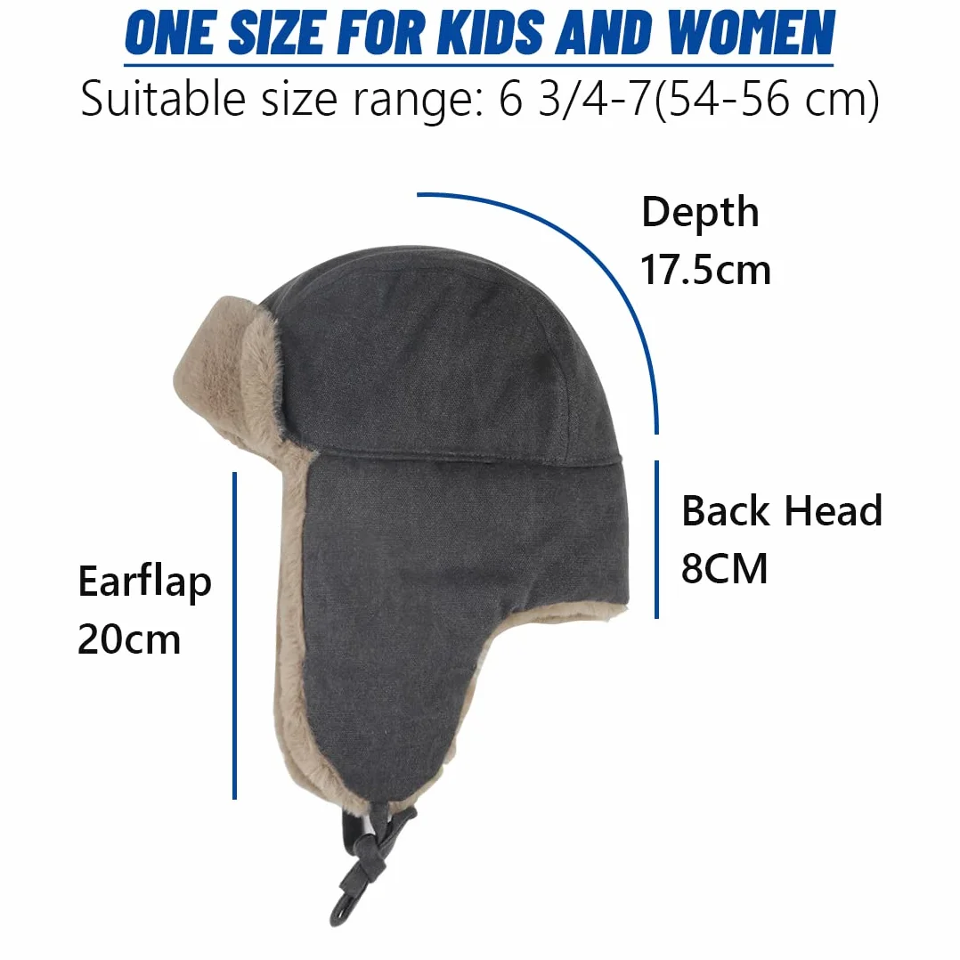 Gisdanchz Coton Chapka Russe Fourrure Enfants Femmes Hiver Coupe-Vent Casquette Ski
