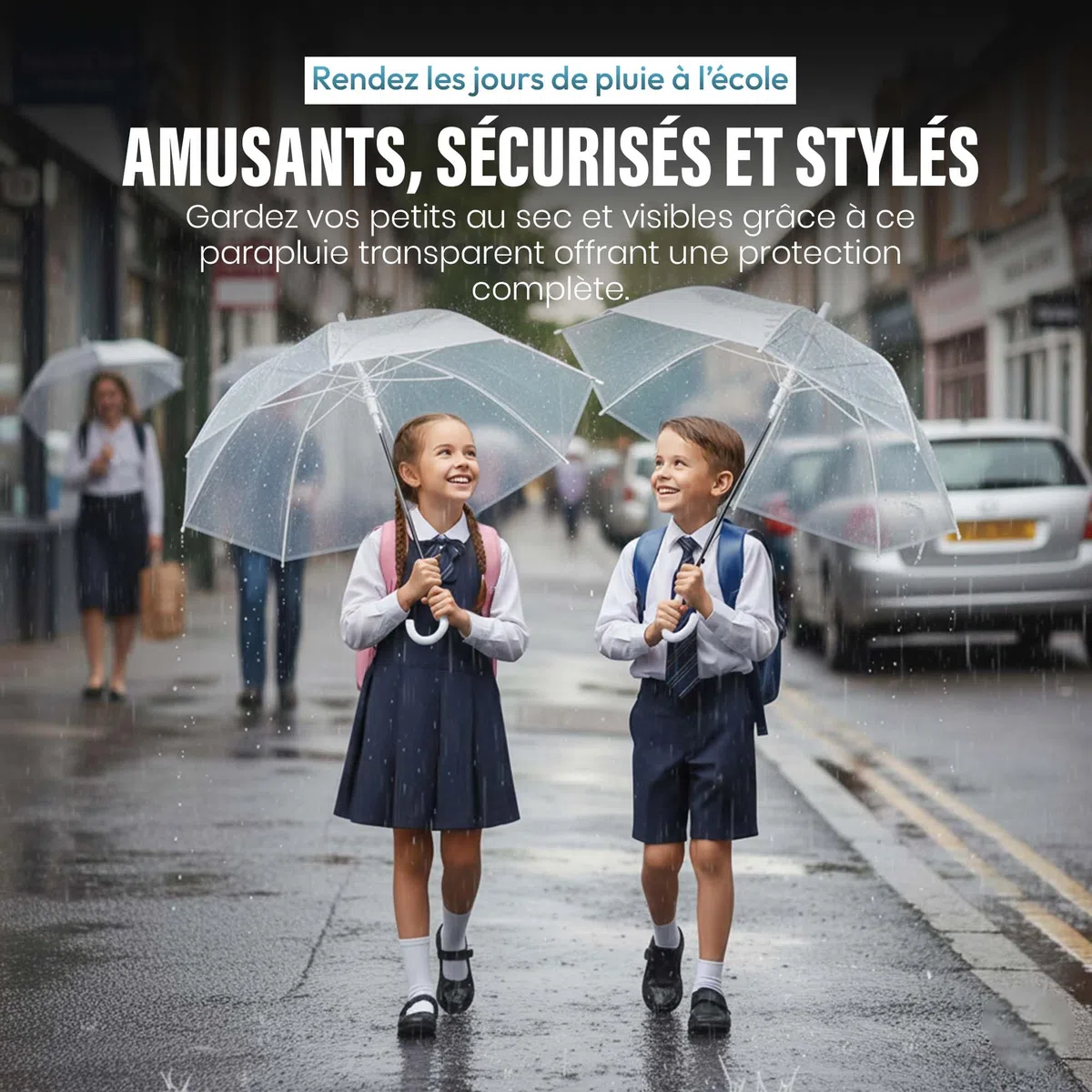 GOODS+GADGETS Parapluie transparent, parapluie blanc en bâton Parapluie élégant en transparent - The Fashion-Highlight