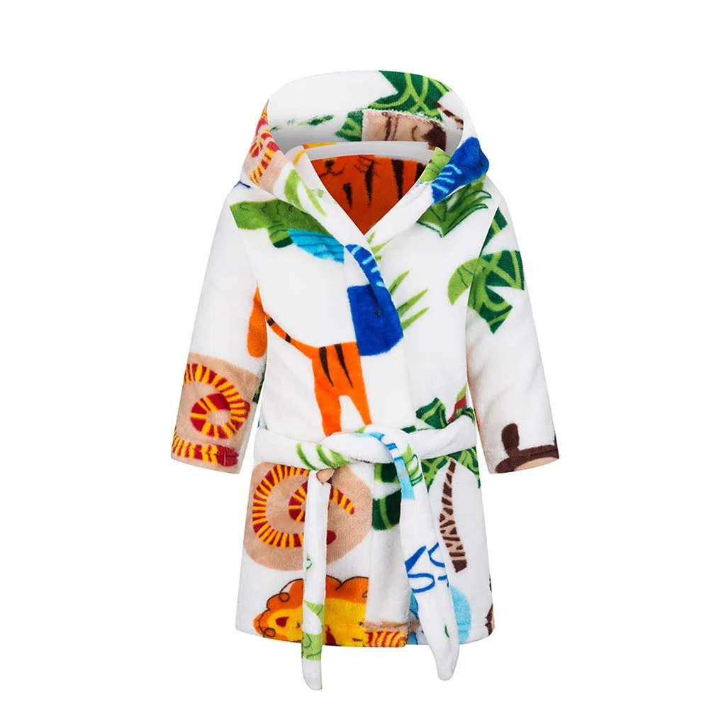 DELEY Peignoir pour Enfants Garçons Filles Robes à Capuche Pyjamas Tout-Petits Vêtements de Nuit Robe de Chambre Douce Chemise de Nuit
