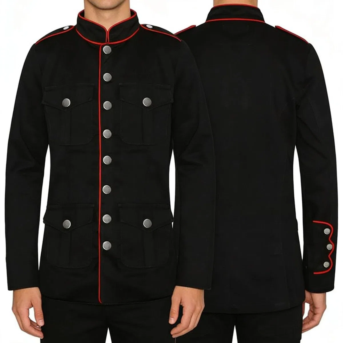 Generisch Veste de défilé Steampunk Napoléon pour homme - Style gothique punk militaire - Manteau de défilé Renaissance médiévale - Jupe de marche victorienne - Costume d'Halloween et de cosplay