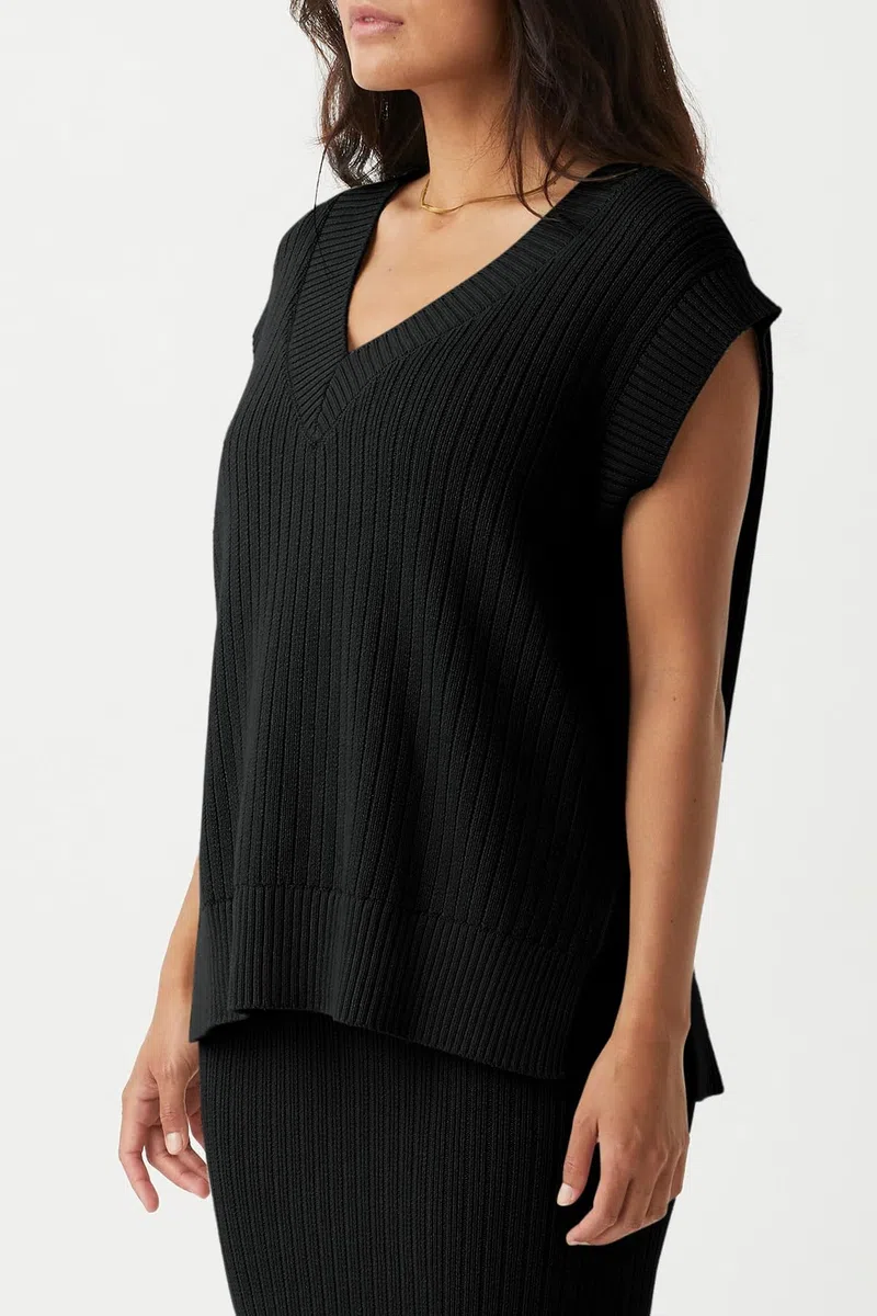 Saodimallsu Pull à col en V pour femme - Gilet surdimensionné sans manches - Léger - Pull d'été élégant