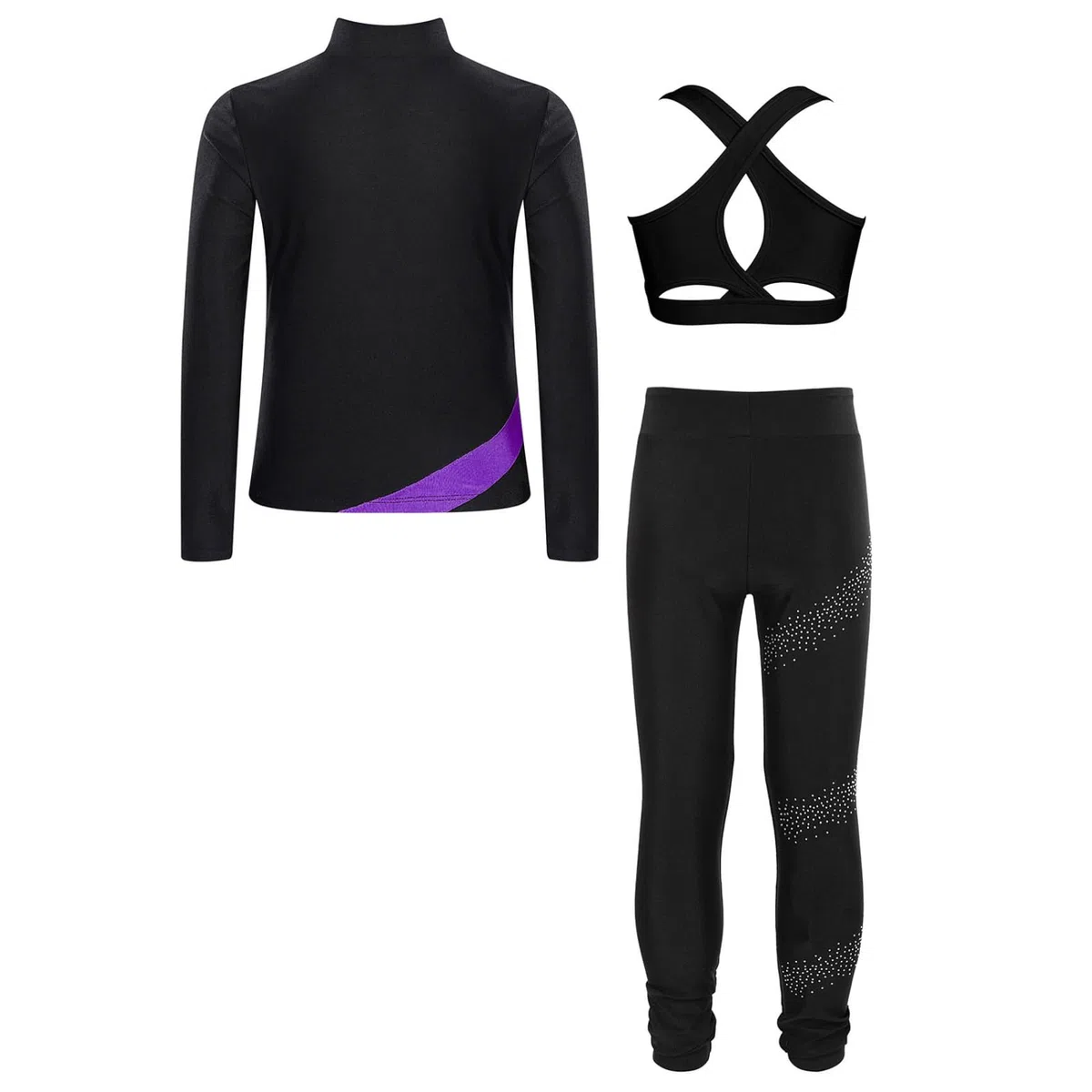 Ensemble De Sportswear pour Filles Costume De Patinage Artistique Pièces Tenue De Gymnastique Tenue De Danse Entraînement