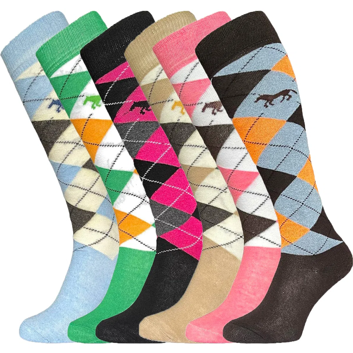 ️ Ladies Girls Knee High Equestrian Argyle Diamond Horse Riding Socks UK Size 4-7