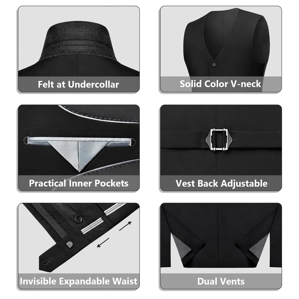 LUPURTY Costume 3 pièces pour Homme, Coupe ajustée, Veste
