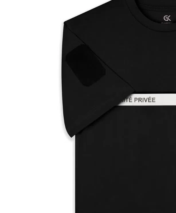 Tee Shirt 210g Inscriptions et Bande Sécurité Privée Noir - Safetek by GK