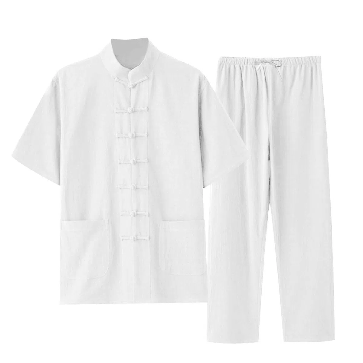 Costume pour homme Style chinois traditionnel Kung Fu, Tai Chi Combinaison en lin 2 pièces Manches longues Coton Lin Chemise et pantalon Léger Respirant Combinaison d'été Loisirs Jogging