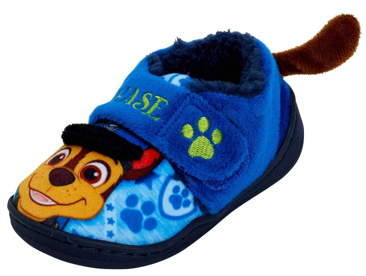 Pat’ Patrouille Pantoufles en relief avec doublure en polaire pour enfant, motif Chase