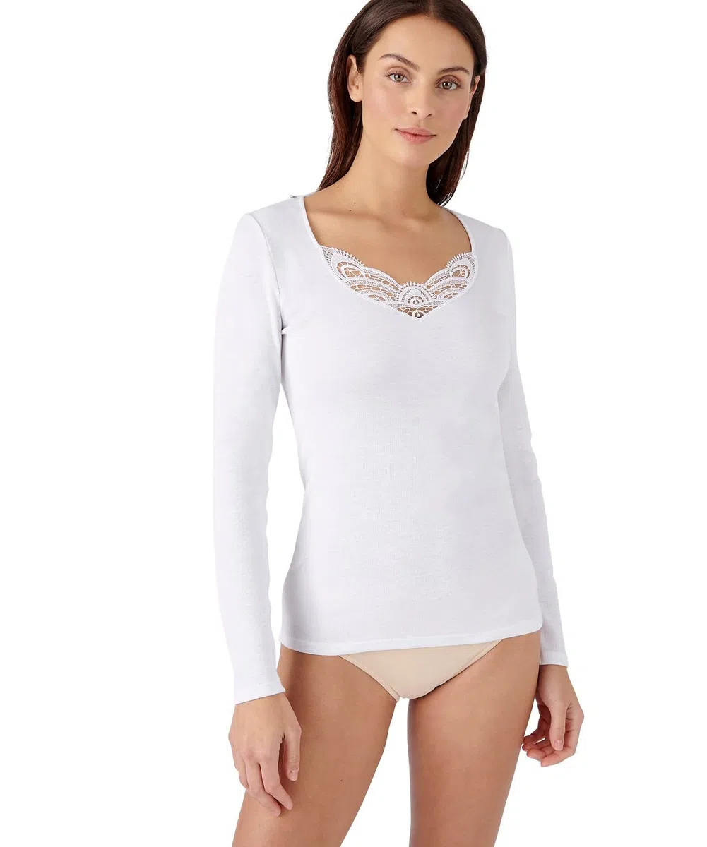 T-Shirt Manches Longues Fine côte Guipure Thermolactyl