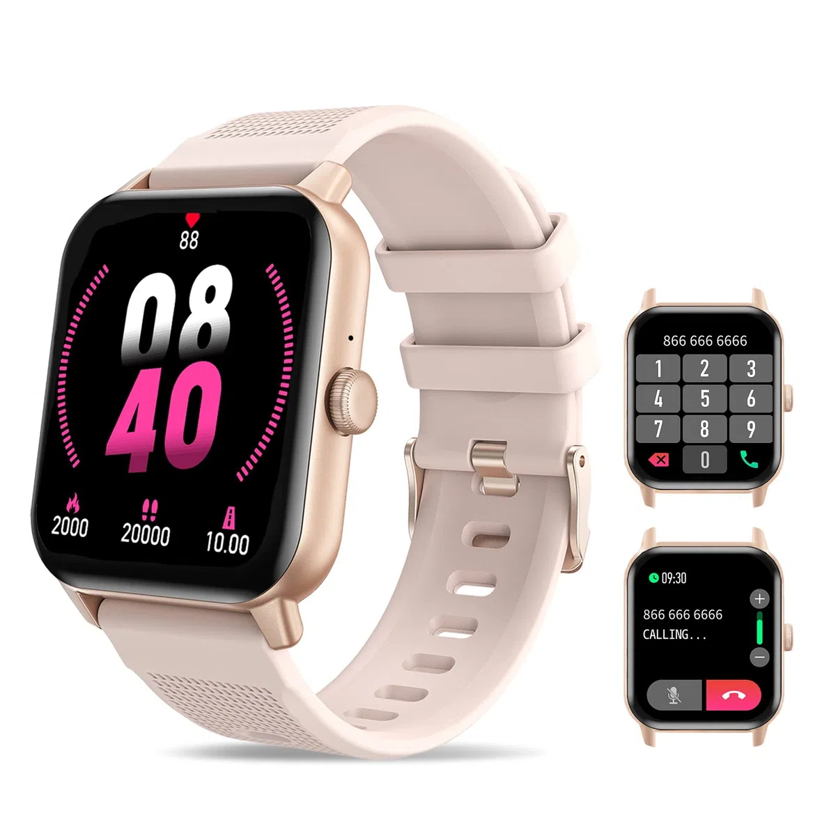 RIVERSONG Montre Connectée Femme avec Appel Bluetooth, 1,70" Montre de Sport avec Fréquence Cardiaque,SpO2, Podomètre, Cycle Menstruel, Moniteur de Sommeil, Étanche IP67, pour Android/iOS, Rose