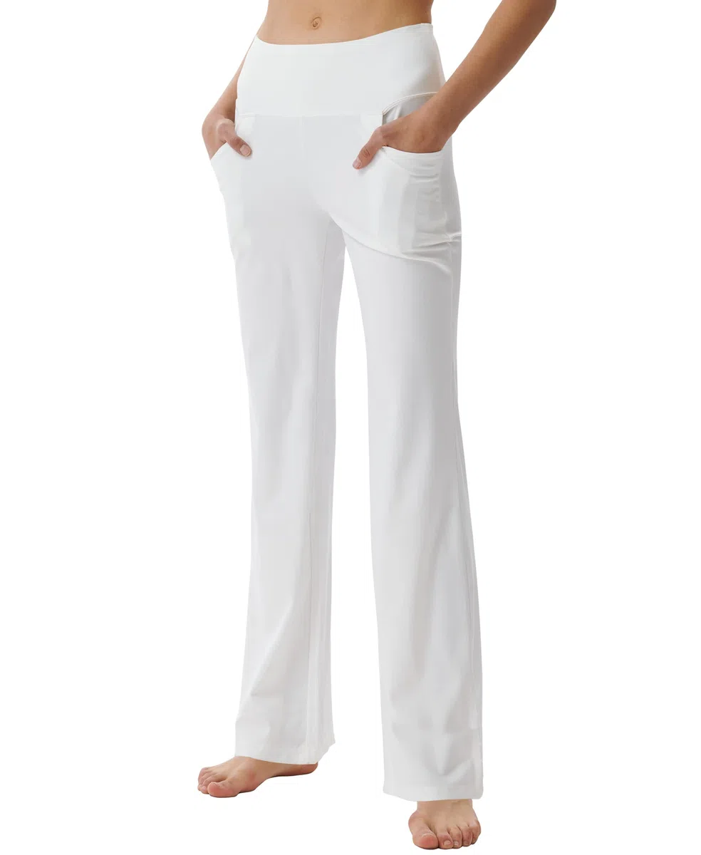 LaiEr Pantalon de Yoga Bootcut pour Femme avec Poches, Pantalon d'entraînement de Yoga Bootleg évasé Taille Haute avec Poches latérales