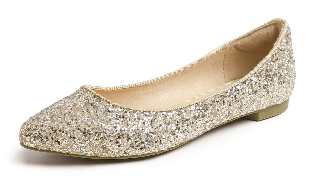 Feversole Women's Macaroon Shiny Memory Foam Cushion Patent Ballet Flat,Mémoire coloré Macaron Coussin en Mousse de Femmes Ballerine de Brillant Paillette Plat