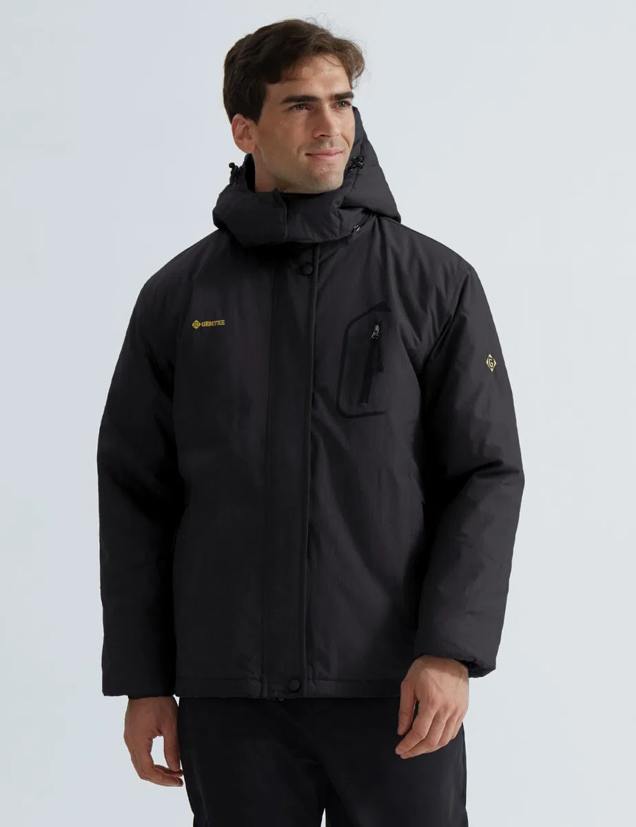 GEMYSE Veste de Ski Homme Coupe-Vent Imperméable Doublure en Polaire Manteau d'Hiver Montagne Homme avec Capuche