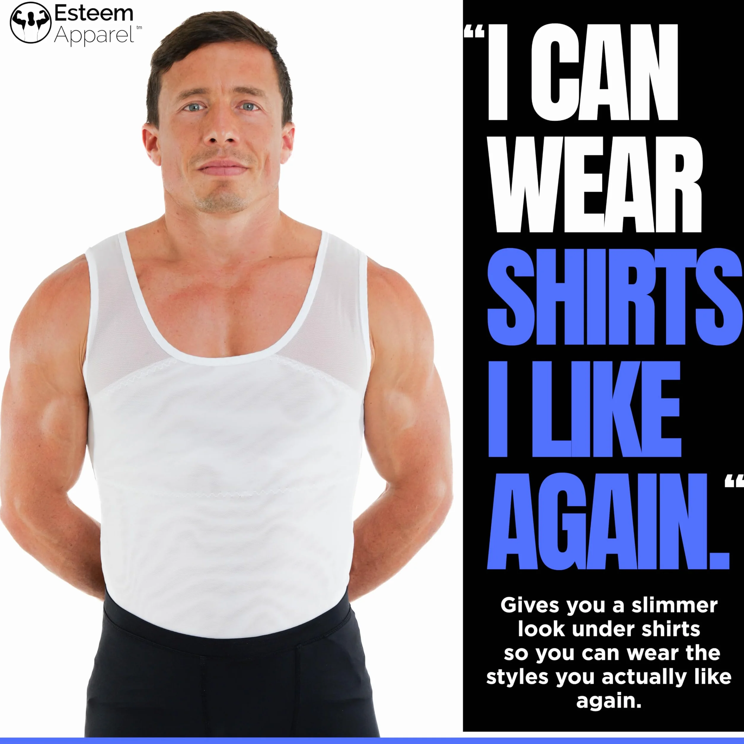 Esteem Apparel Chemise de Compression Thoracique Originale pour Hommes pour Cacher Les gynécomasties Moobs