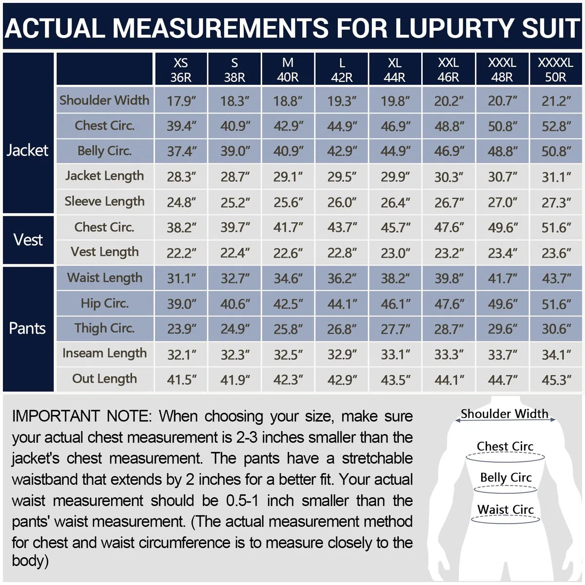 LUPURTY Costume 3 pièces pour Homme, Coupe ajustée, Veste