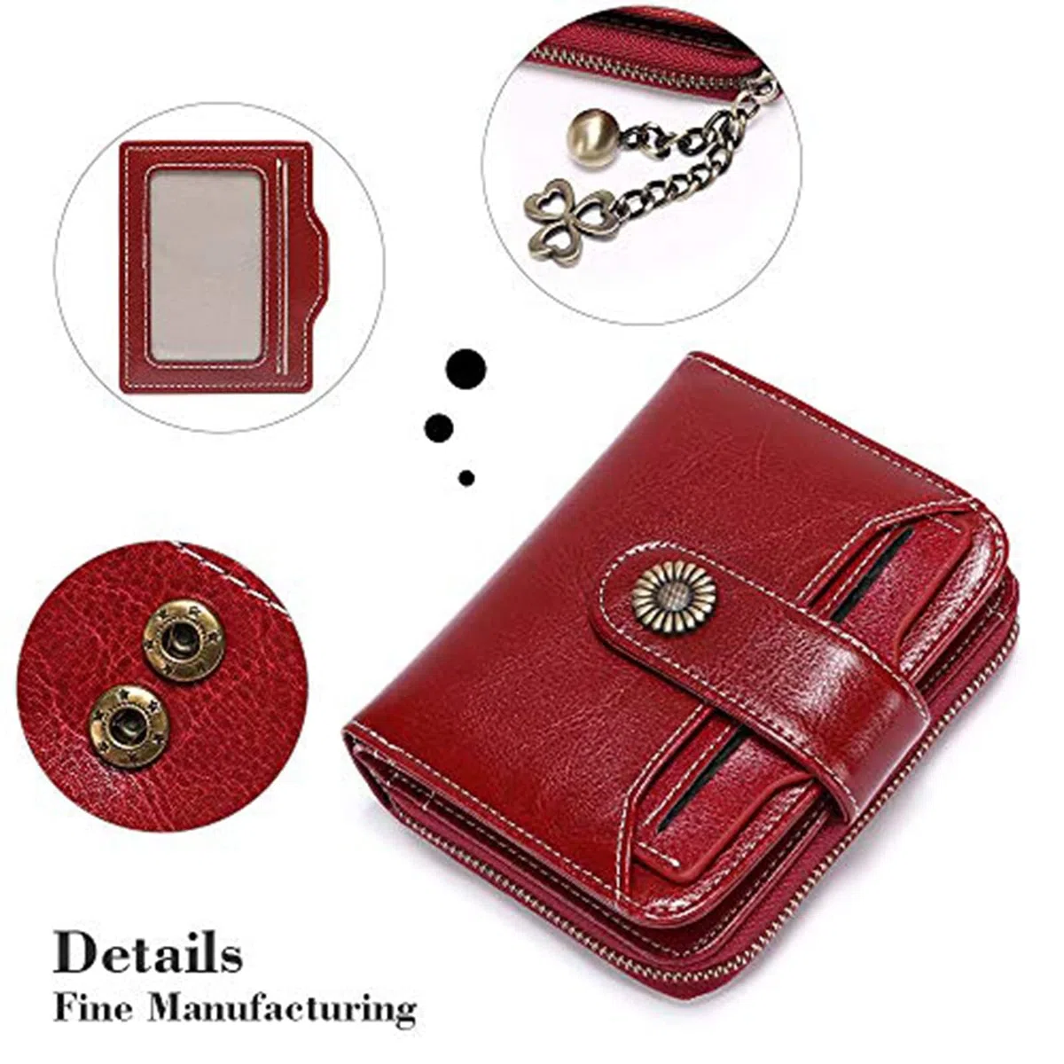 SENDEFN Portefeuille Femme Cuir Porte Monnaie Court Sac d'argent Femmes RFID Blocage Portefeuille Femmes Petit Zippé Portefeuille