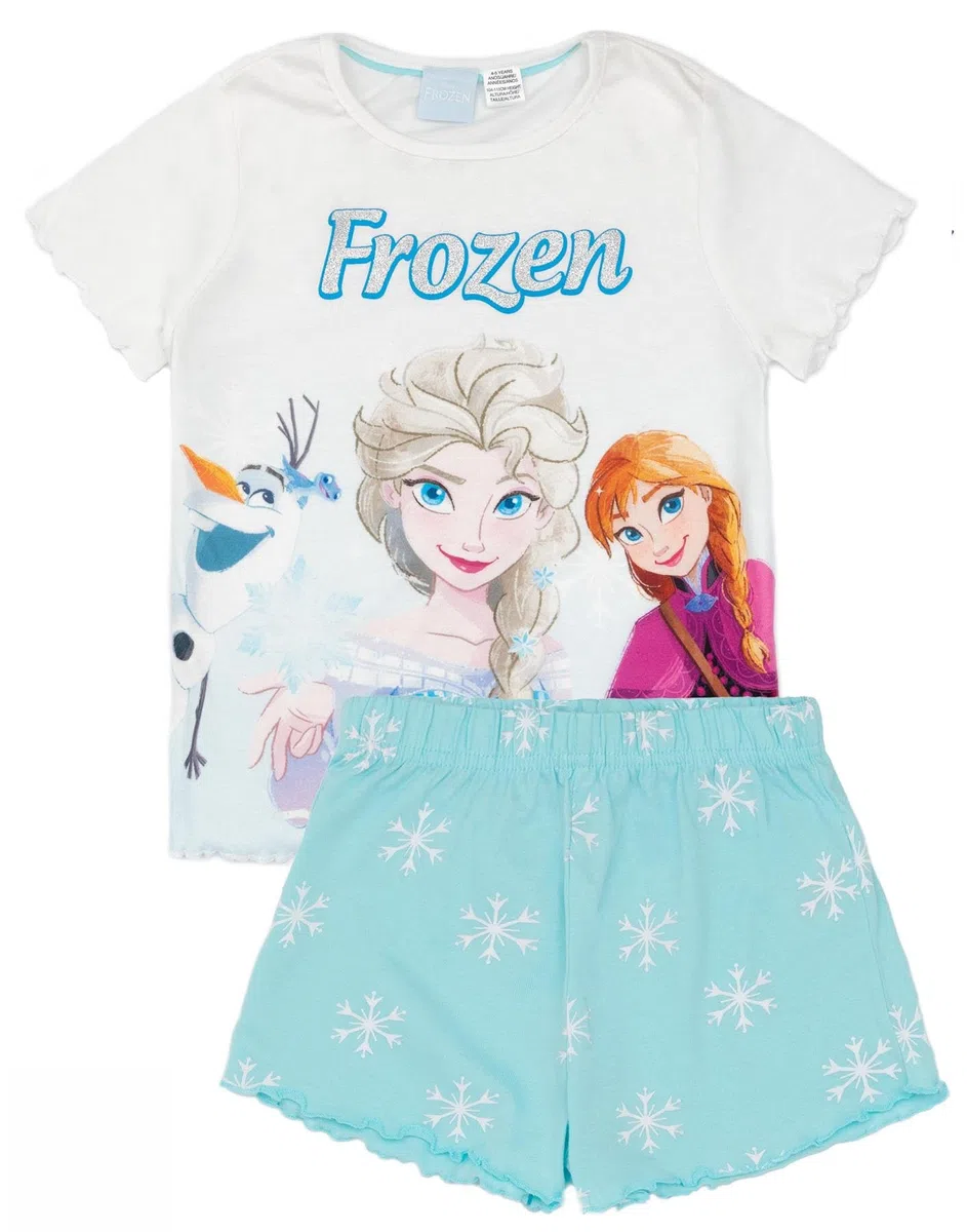 Disney Frozen Pyjama Bleu pour Fille | T-Shirt et Short Frozen pour Enfants | Conception d'aventure givrée | Marchandise Officielle Cadeau Parfait pour Les Petites Princesses de glac