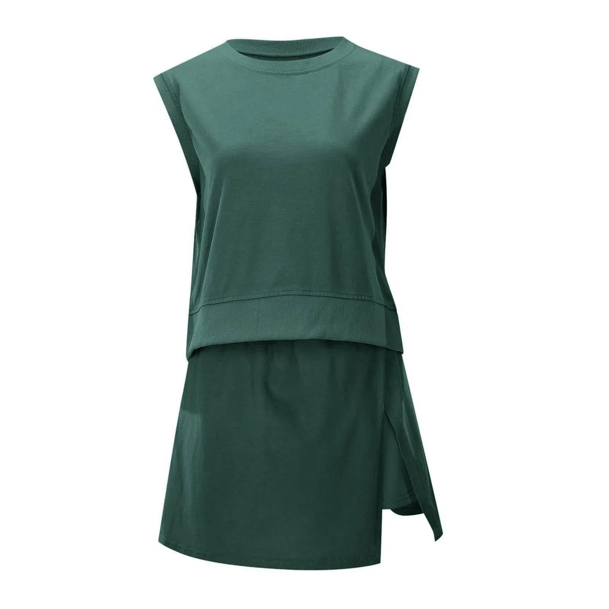 Ensemble de jupe-short 2 pièces en coton pour femme, tenue de voyage décontractée, débardeur en coton, jupe-short fendue assortie