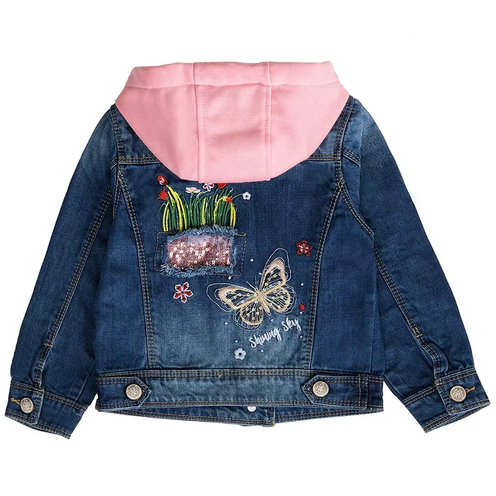 Peacolate 2-10 ans Petites Filles Sequin Manteaux Broderie Denim Veste