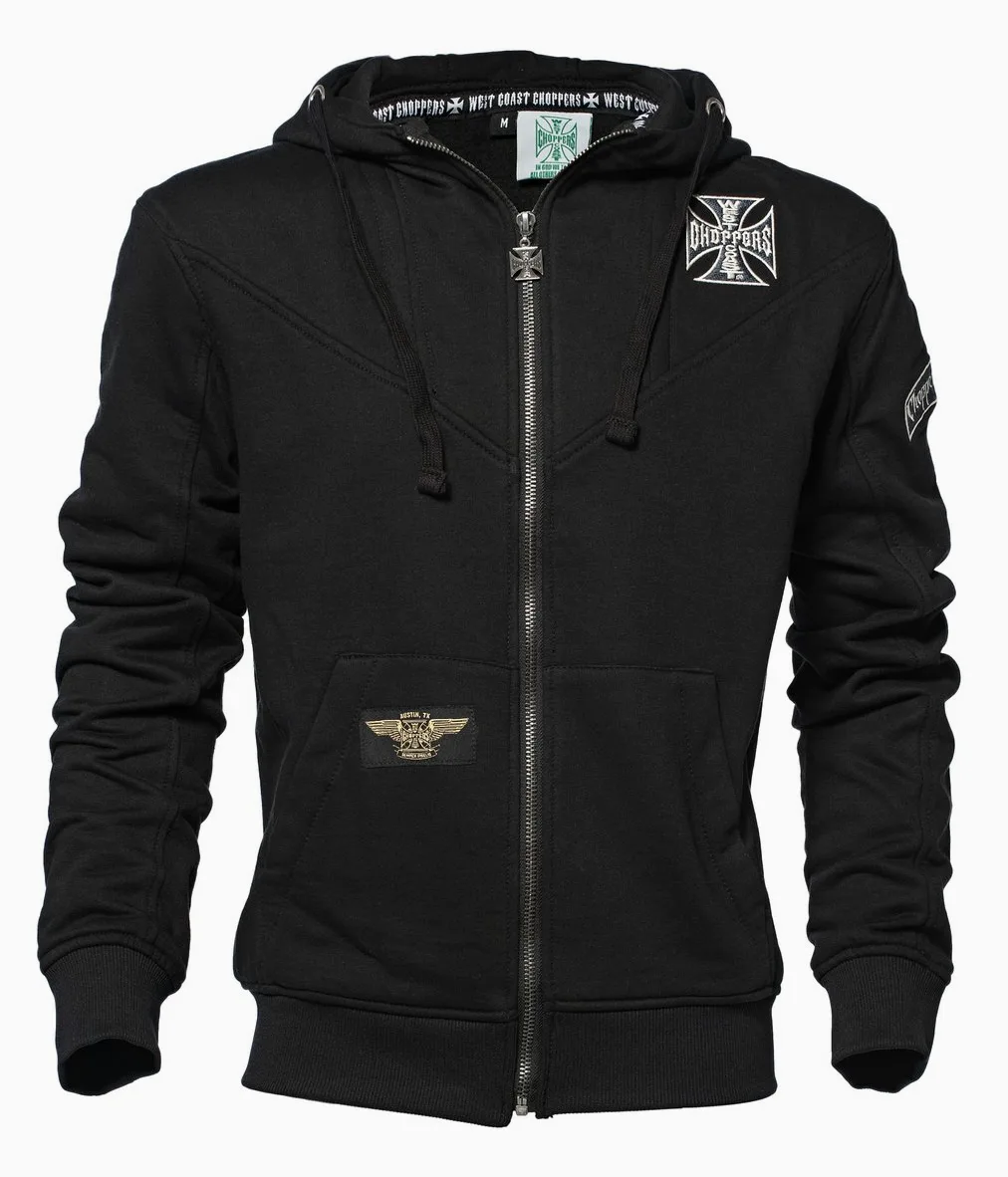West Coast Choppers Hoodie Cross Panel Zip Black