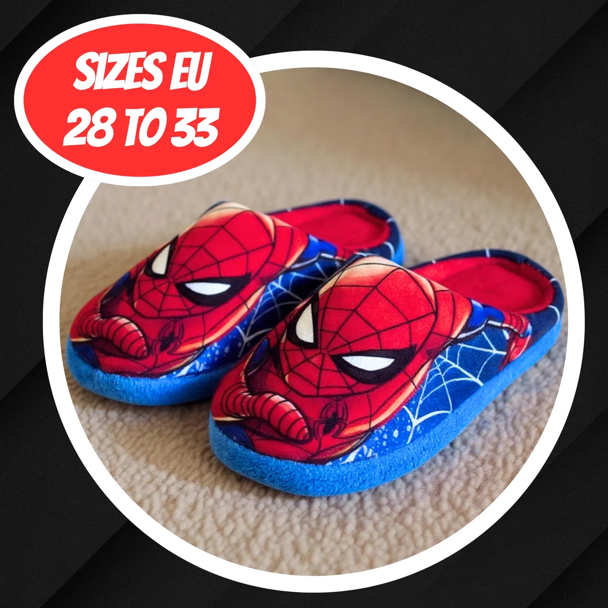 Marvel Spiderman Chaussons Enfants, Pantoufles Cadeau Garçons et Adolescentes, Tailles EU 28 à 33