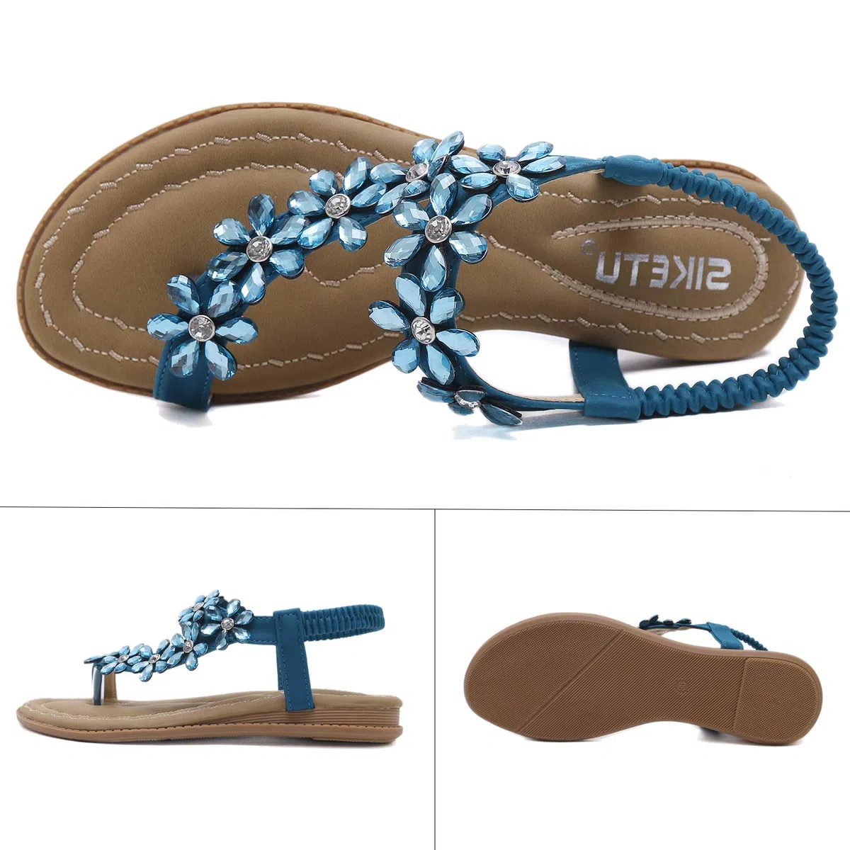 Sandales plates ZOEREA pour femmes, chaussures plates d'été en cuir PU Bohemia, entre-doigts