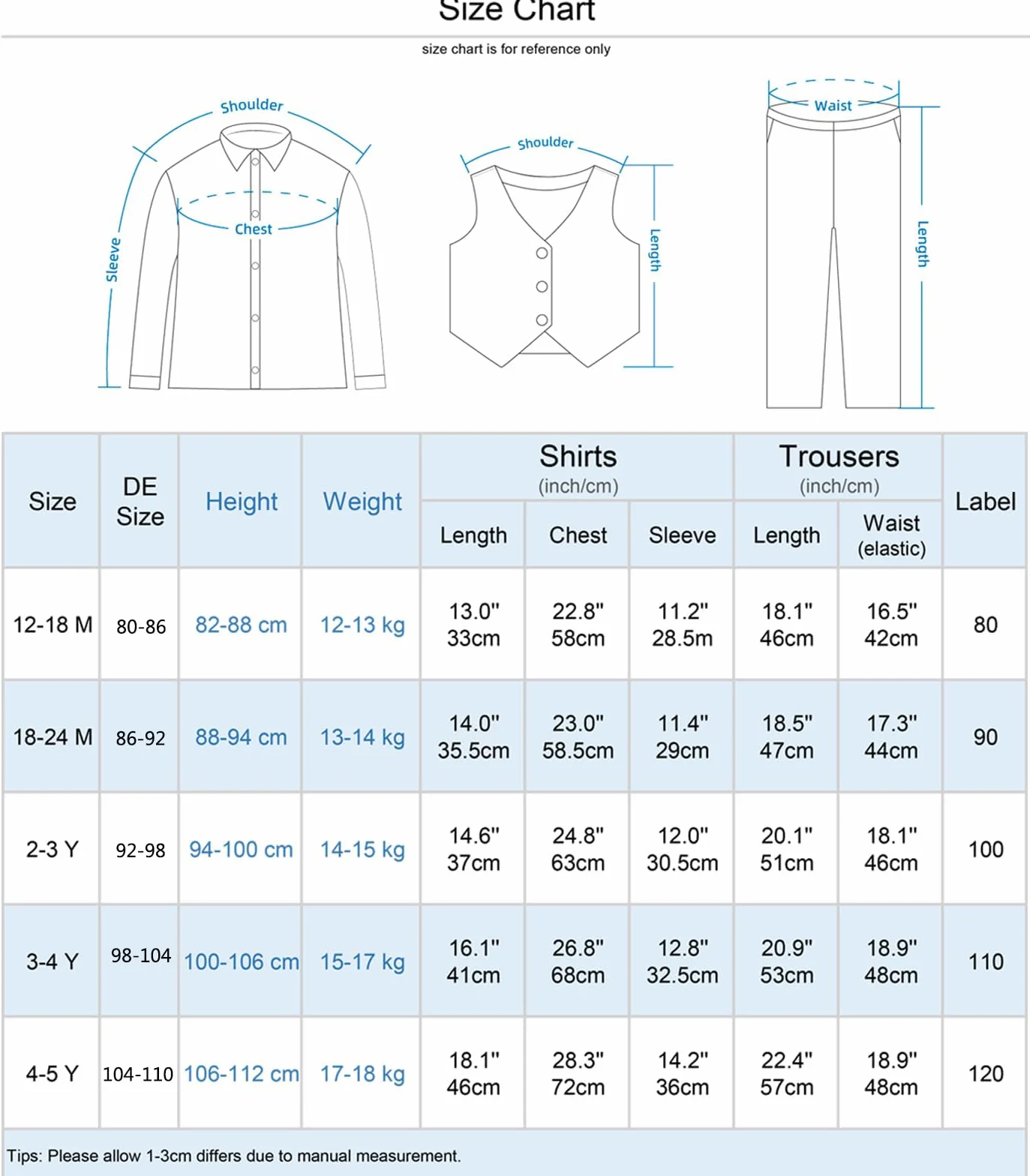 mintgreen Bébé Garçons Costumes, 3 Pièces Tenue en Tweed à Chevrons Ensemble de Vêtements de Baptême Chemise + Gilet + Pantalon + Nœud Papillon, 1-4 Ans
