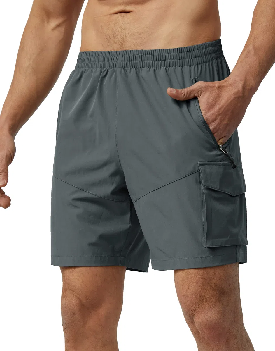 Short Cargo Homme Été Léger Randonnée Séchage Rapide Imperméable Travail Stretch pour Loisirs Sport Golf avec 4 Poches
