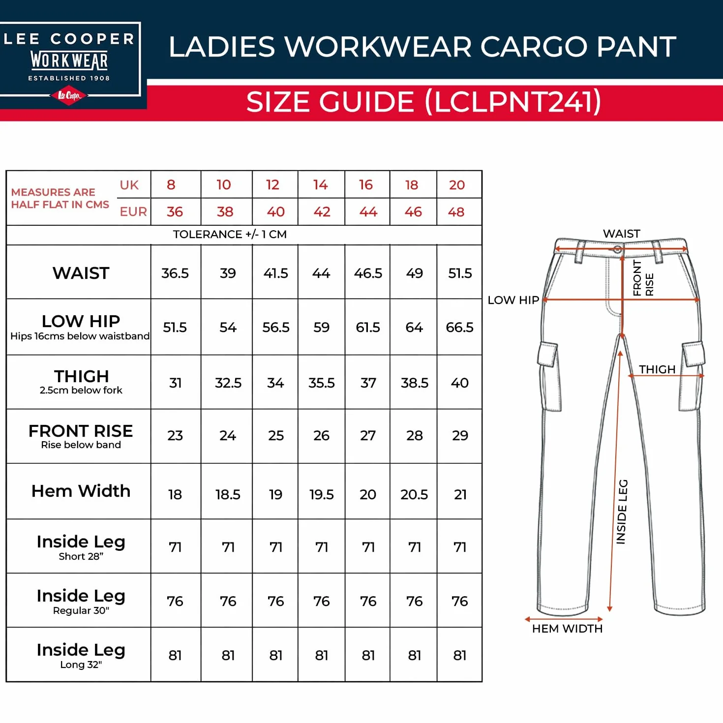 Lee Cooper Pantalon Travail Femme Cargo – Workwear Résistant Entretien Facile Multi Poches, Pantalon Sécurité Classique pour Chantier Industrie (Noir, 42 EU / 28L)