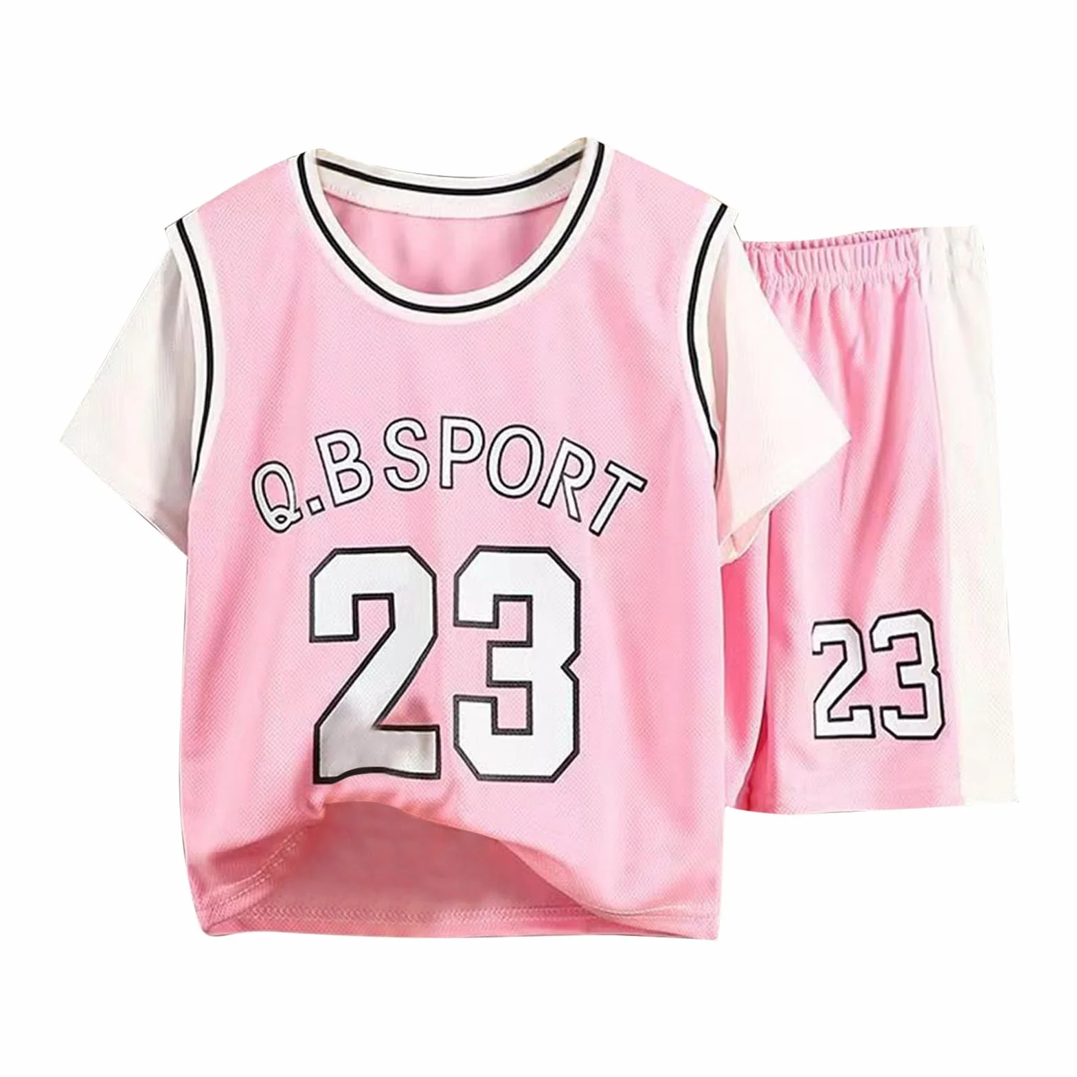 Le survêtement de sport d'été à manches courtes pour enfants, vêtements d'entraînement de basket-ball tendance pour garçons et filles, séchage rapide est fin ensemble bébé garçon